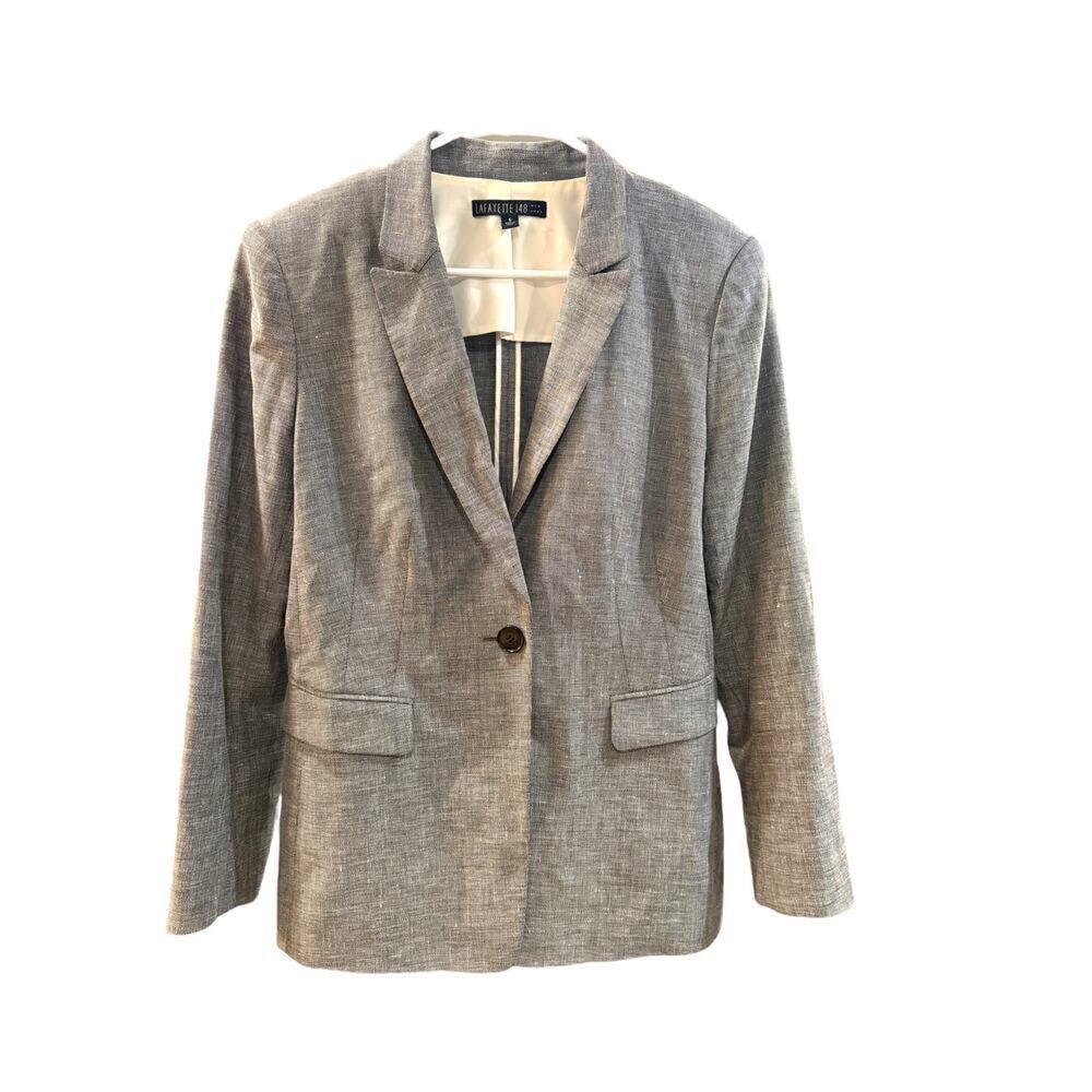 Lafayette 148 Gray Textured Wool Blazer Tailored Single-Breasted 6